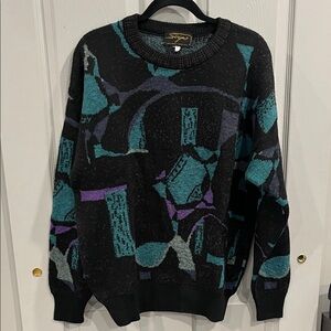 Vintage Black and Teal Sweater